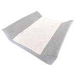 Grey baby change mat cover with a white towelling centre on a pure white background..