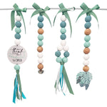 Ruby Melon Baby Sensory Developmental Dingle Dangle Mobile Toy Set with Botanical Leaf Theme with White and Dusty Green colours