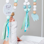 Ruby Melon Baby Sensory Developmental Dingle Dangle Mobile Toy Set with Botanical Leaf Theme with White and Dusty Green colours