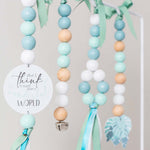 Ruby Melon Baby Sensory Developmental Dingle Dangle Mobile Toy Set with Botanical Leaf Theme with White and Dusty Green colours