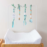 Ruby Melon Baby Sensory Developmental Dingle Dangle Mobile Toy Set with Botanical Leaf Theme with White and Dusty Green colours