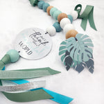 Ruby Melon Baby Sensory Developmental Dingle Dangle Mobile Toy Set with Botanical Leaf Theme with White and Dusty Green colours