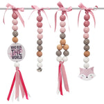 Ruby Melon Baby Sensory Developmental Dingle Dangle Mobile Toy Set with Forest Theme with White, Beige, and Dusty Pink colours