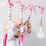 Ruby Melon Baby Sensory Developmental Dingle Dangle Mobile Toy Set with Forest Theme with White, Beige, and Dusty Pink colours