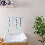 Ruby Melon Baby Sensory Developmental Dingle Dangle Mobile Toy Set with Leopard Theme in White, and Dusty Blues