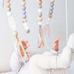 Ruby Melon Baby Sensory Developmental Dingle Dangle Mobile Toy Set with Rainbow Theme in Beige, Grey and White