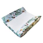 Ruby Melon Cover for Baby Change Mat with leaf, flower and bird pattern