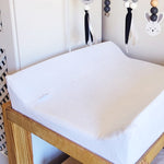 Ruby Melon Cover for Baby Change Mat in plain white cotton towelling fabric