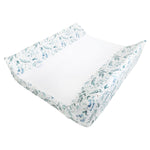 Ruby Melon Cover for Baby Change Mat with watercolour eucalyptus plant pattern in greens