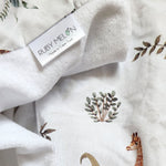 Ruby Melon Baby Change Mat Cover with watercolour style african safari elephant and giraffe print