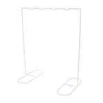 A collapsible white mobile frame made of steel with rubber coating, designed for infant play.