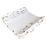 Ruby Melon Baby Change Mat Cover with watercolour style african safari elephant and giraffe print
