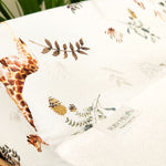 Ruby Melon Baby Change Mat Cover with watercolour style african safari elephant and giraffe print