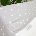 Ruby Melon Baby Change Mat Cover with white stars on grey