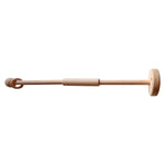 A simple wooden cot mobile hanger designed to be wall-mounted, featuring a central rod with attachments at each end, intended for hanging mobile toys.