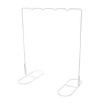 A collapsible white mobile frame made of steel with rubber coating, designed for infant play.